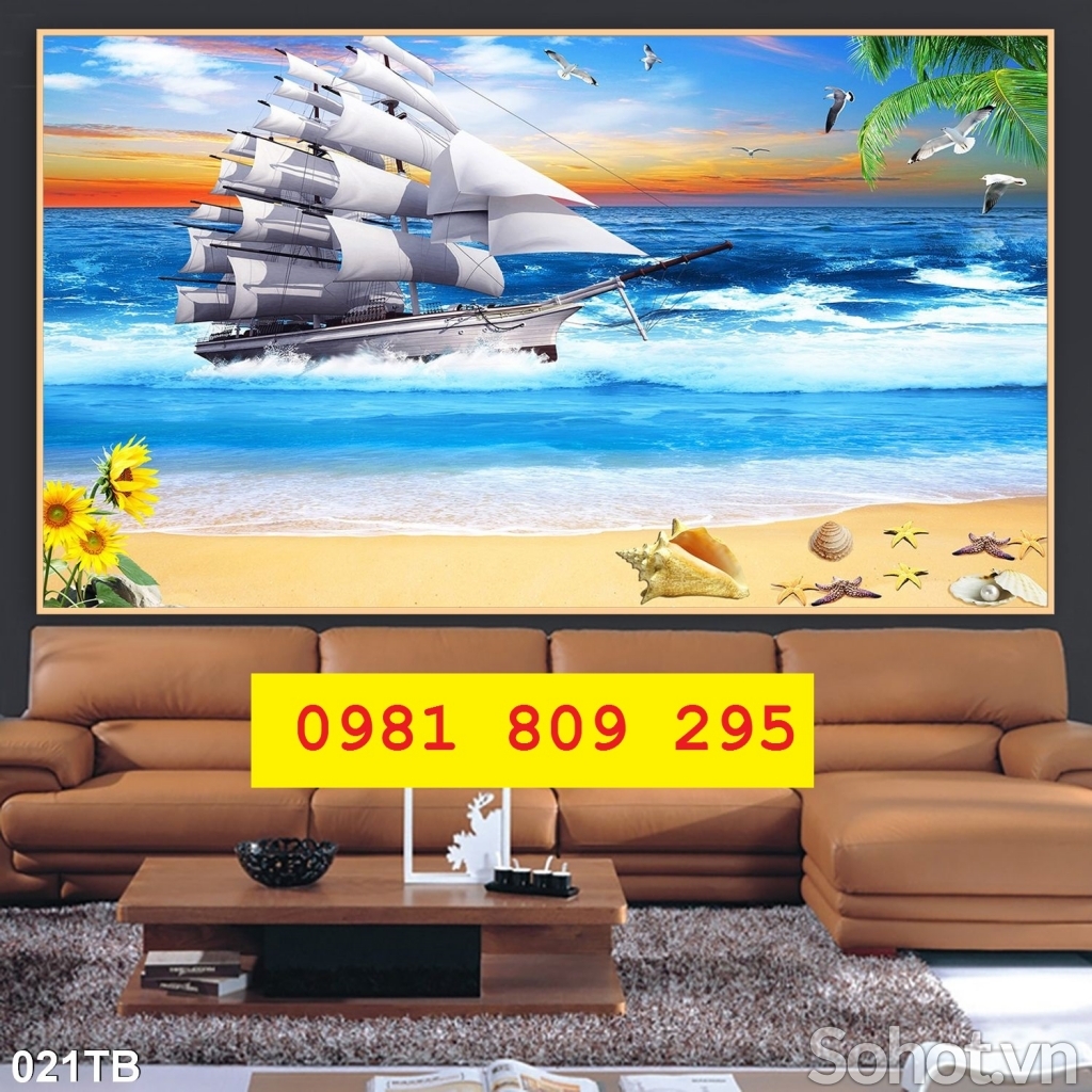 Tranh gạch 3d thuyền buồm