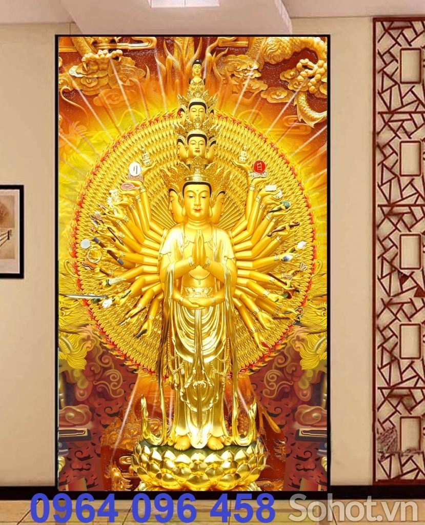 Tranh gạch hình phật 3d - gạch tranh 3d ốp tường - 32XNNB