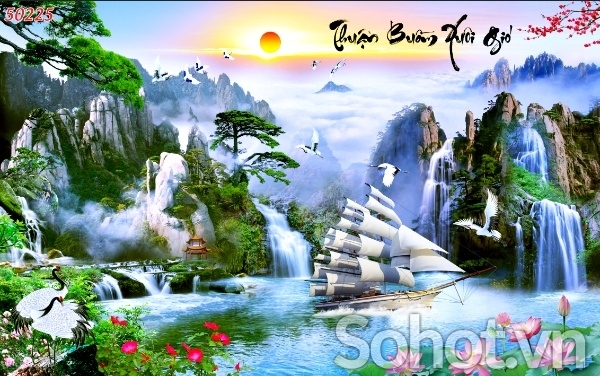 Tranh thuận buồm xuôi gió - gạch tranh 3D