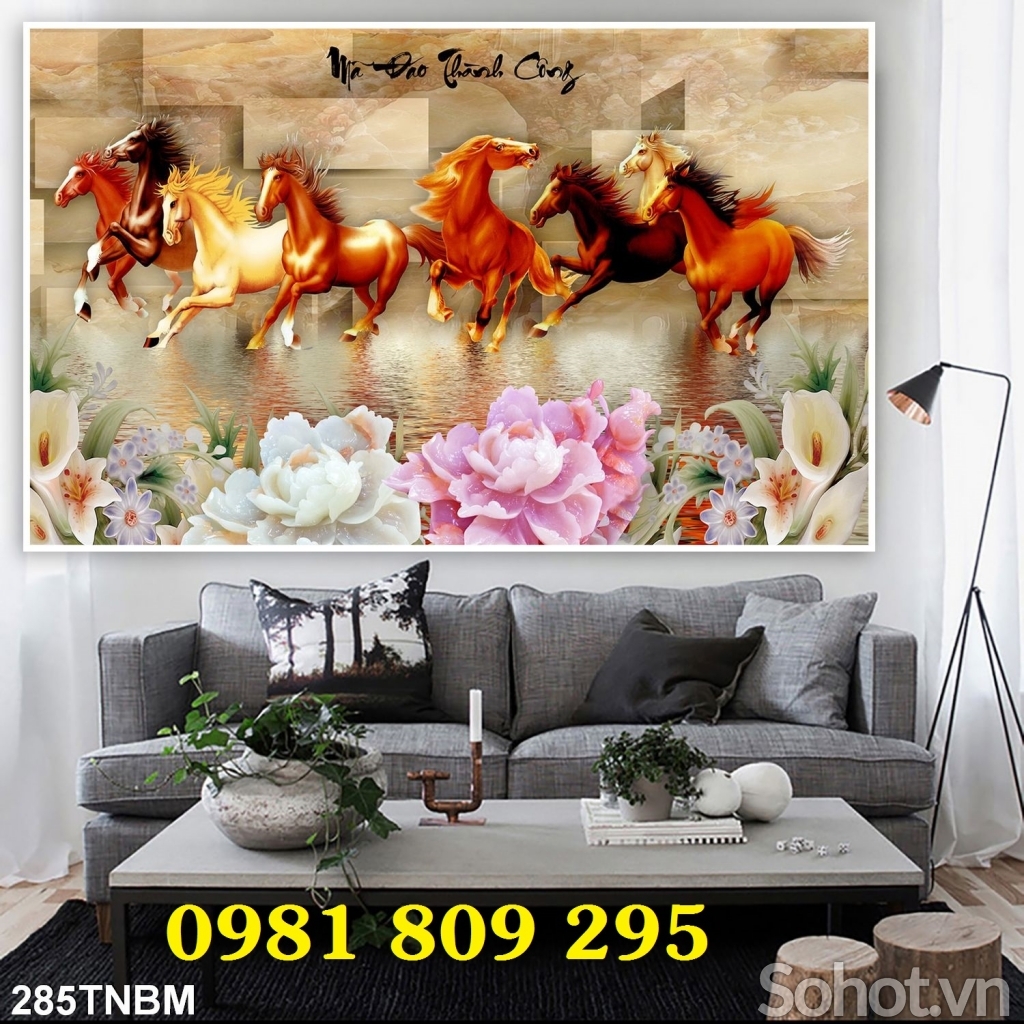 Gạch ốp tường 3d , tranh mã đáo thành công HN9291