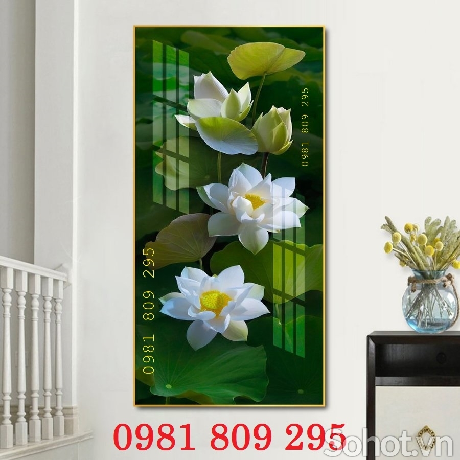 Gạch 3d khổ đứng hoa sen