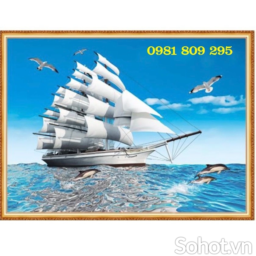 Tranh thuyền buồm, gạch tranh 3d trang trí  HP5656