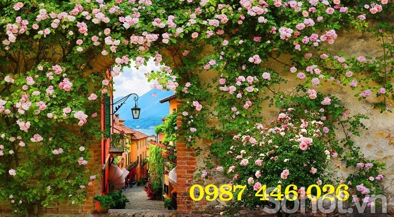 Tranh giàn hoa, gạch tranh hoa hồng HP9823