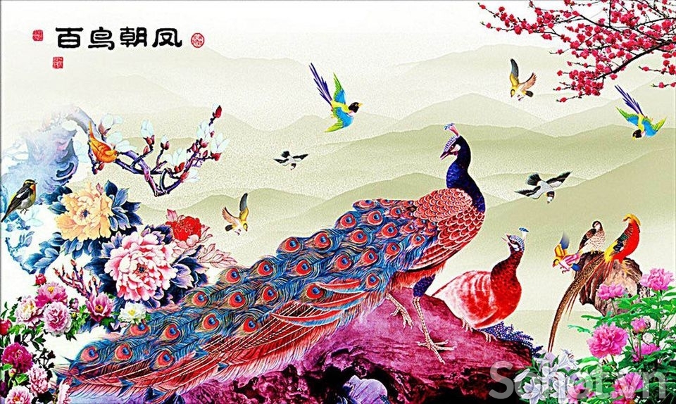 Tranh 3D- Tranh chim công