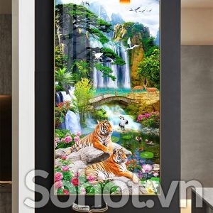 Tranh gạch 3d ốp tường con hổ - LXDC4