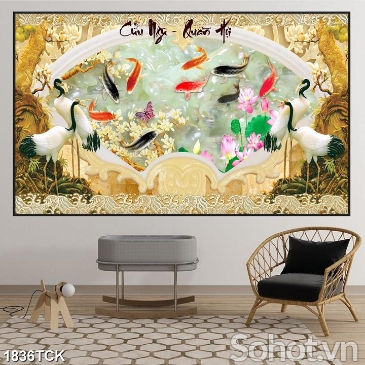 tranh 3D tùng hạc, gạch tranh