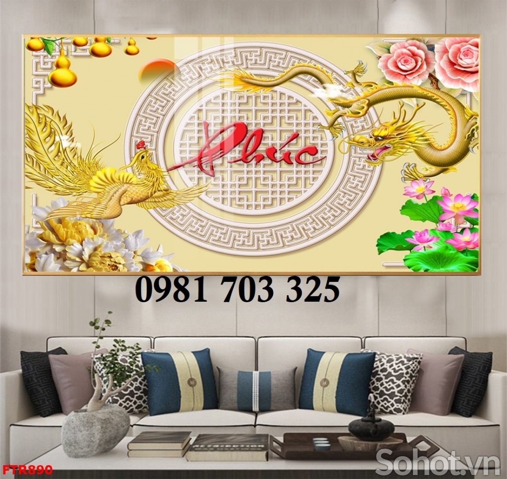 Gạch tranh trang trí rồng phượng
