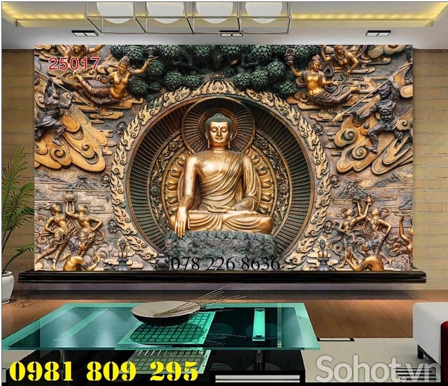 Tranh gạch men - Phật giáo ốp tường - gạch tranh 3d