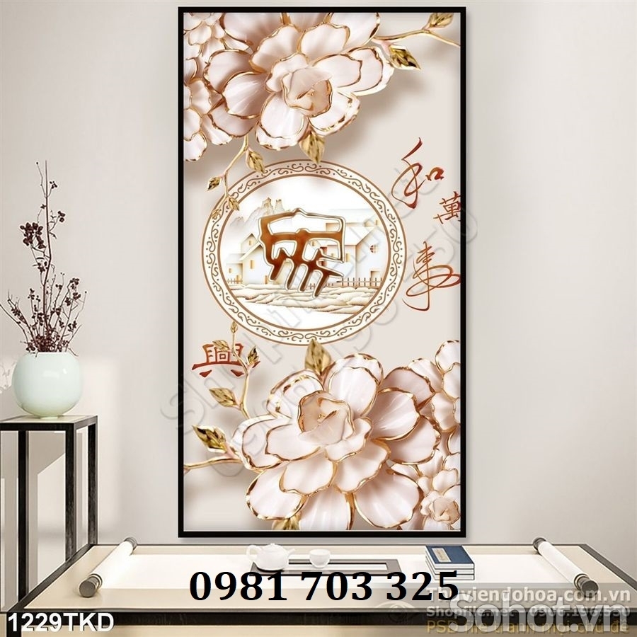 Gạch tranh 3d khổ đứng đẹp trang trí tường