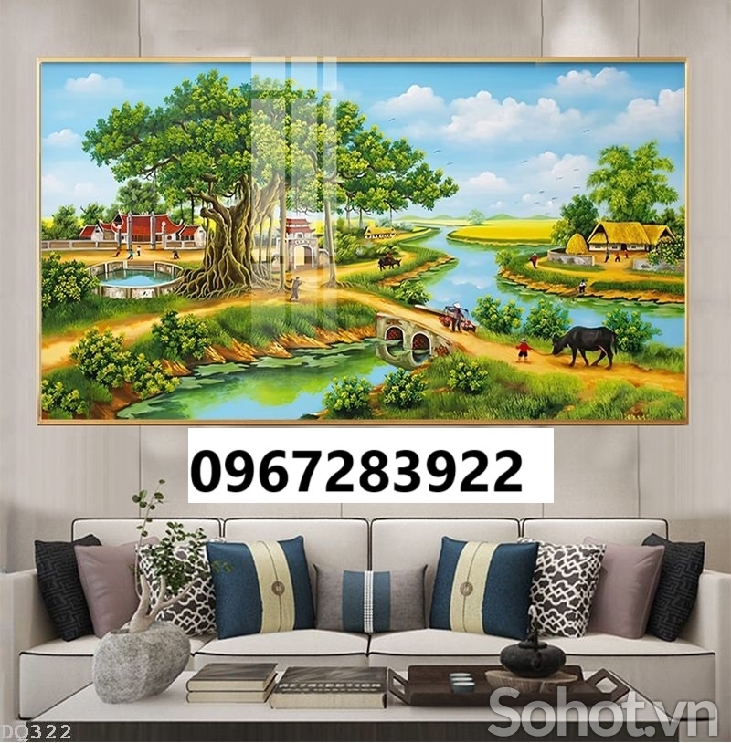 Tranh gạch đẹp 3d cảnh đồng quê