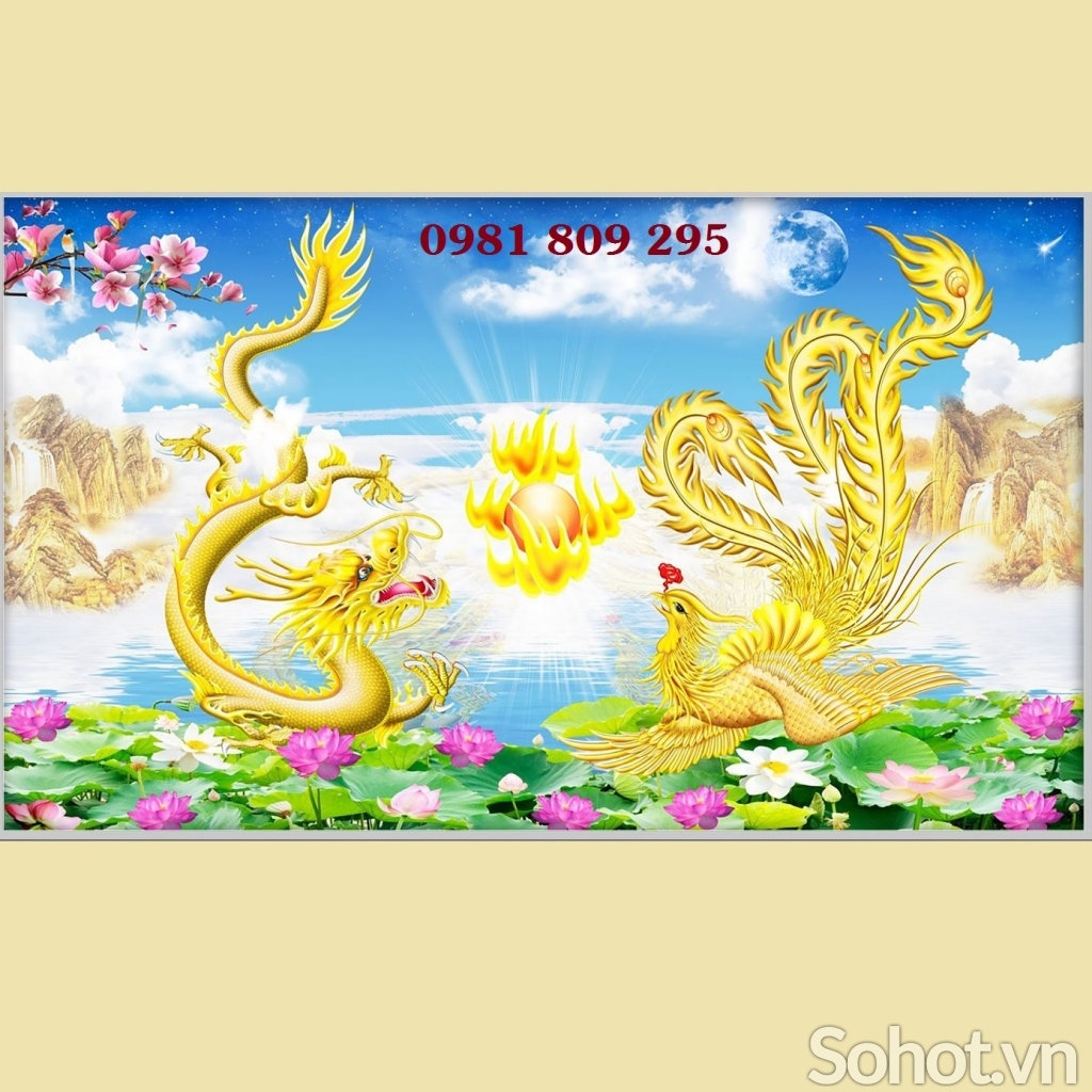 Tranh gạch 3d rồng phụng đẹp HP598