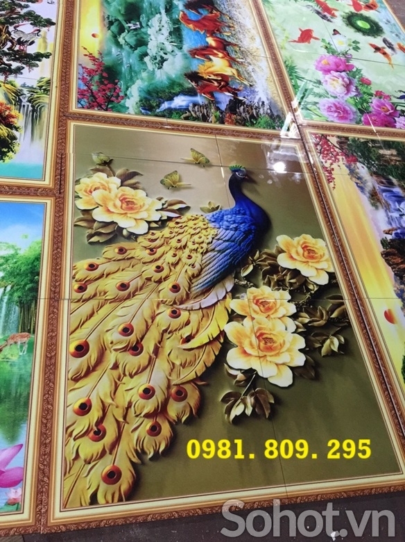 Tranh gạch con công , tranh phu thê