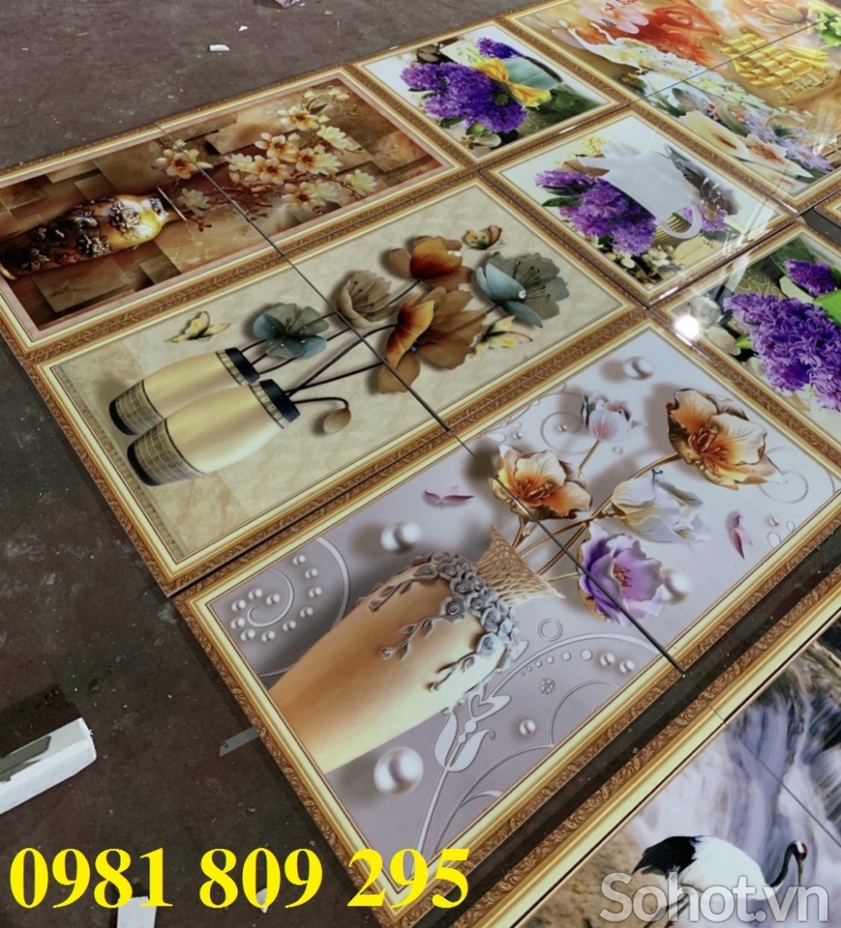 Tranh 3d bình hoa - gạch tranh 3d ốp phòng