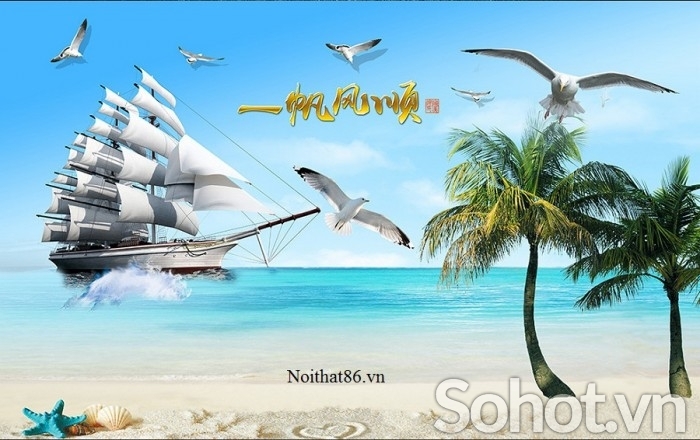 Tranh 3d - tranh gạch 3d thuận buồm xuôi gió - 0432CN