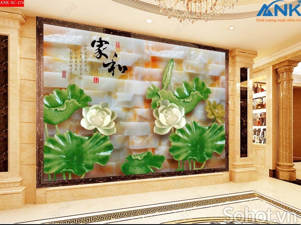 Tranh gạch 3d hoa sen - MX966