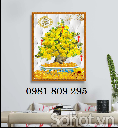 Gạch tranh hoa mai vàng 3d