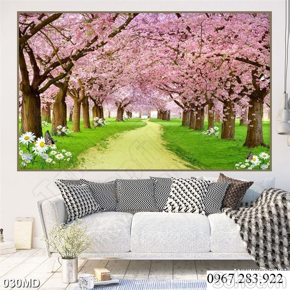 Gạch ốp tường 3d hoa đào