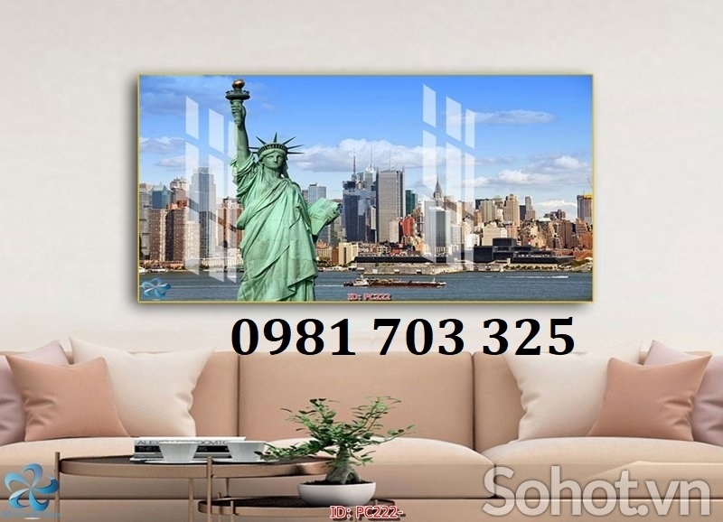 Tranh gạch 3D dán tường phòng khách