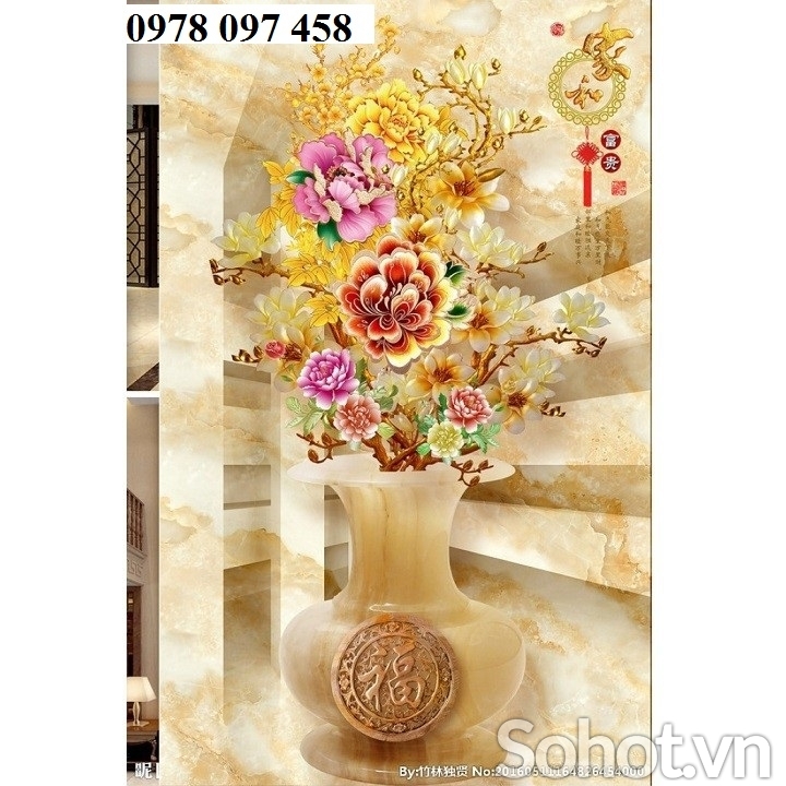 Gạch tranh bình hoa ngọc 3D