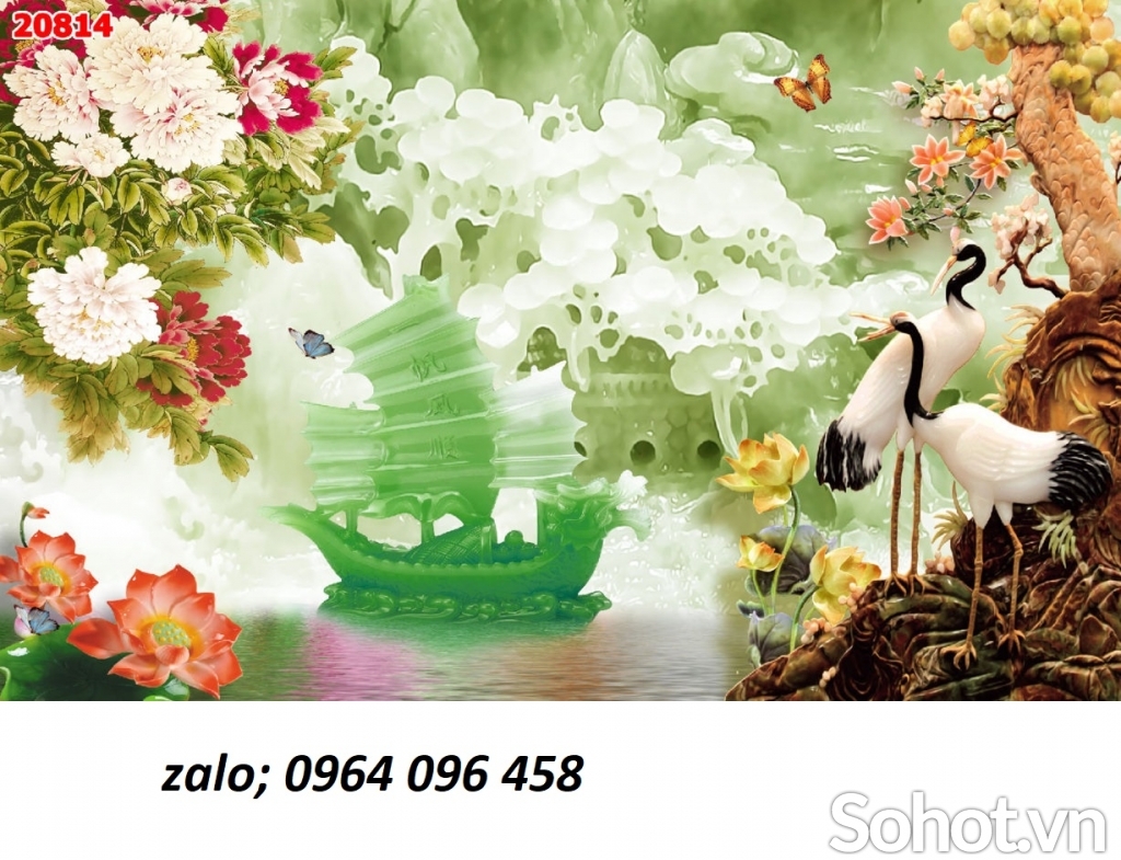 Gạch tranh 3d phong thủy phòng khách - CVV8