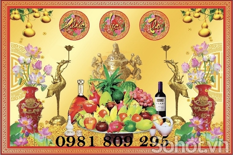 Tranh 3D gạch ốp tường bàn thờ đẹp