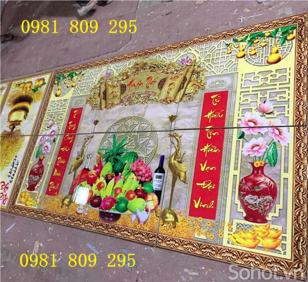 Mẫu gạch tranh 3d , gạch tranh ban thờ cửu huyền thất tổ