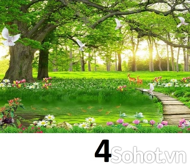 Tranh gạch 3d ốp tường rừng cây - BCX664