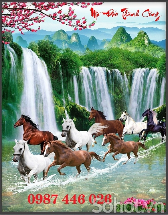 Gạch tranh ngựa, tranh bát mã 3d HP8643