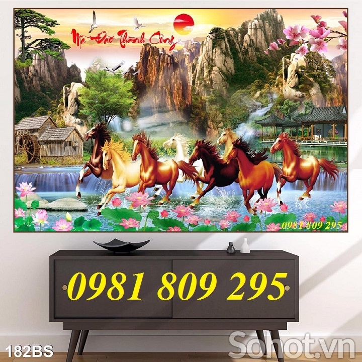 Gạch tranh mã đáo thành công - tranh gạch 3d ngựa HFG8