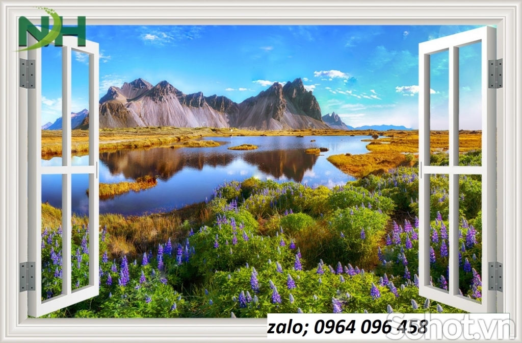 Gạch tranh 3d ốp tường hình cửa sổ - XCBN93