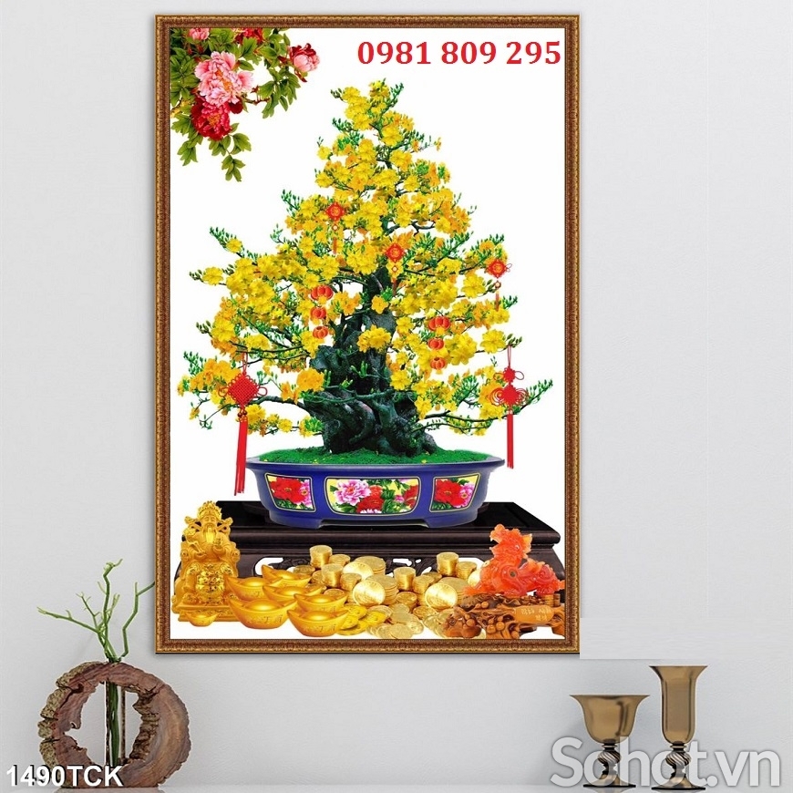 Gạch trang trí 3d mai vàng ốp tường HG972