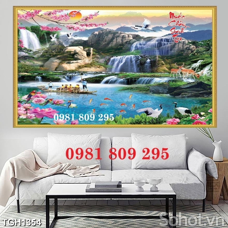 Tranh nước chảy sinh tài , gạch tranh 3d