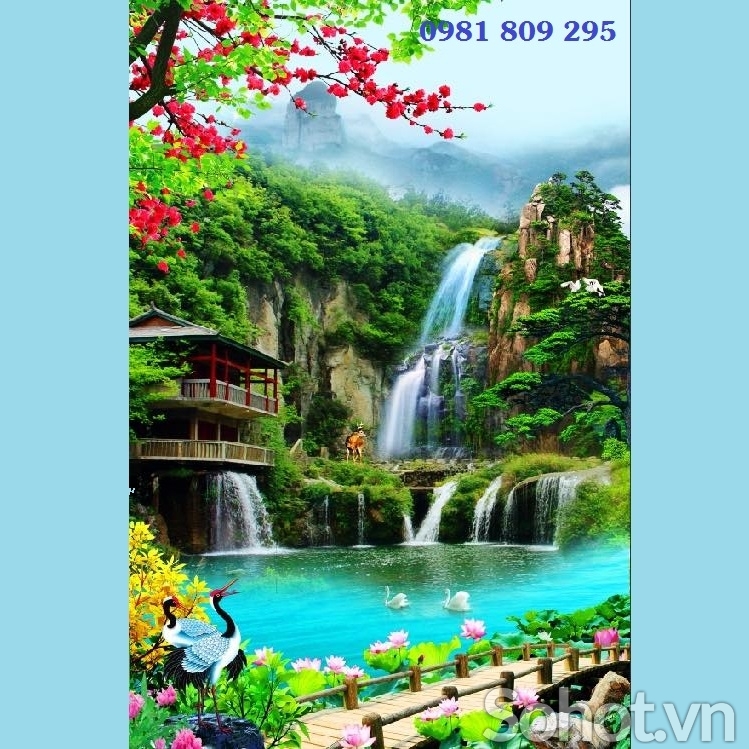 Tranh gạch , gạch ốp tường 3d cảnh khổ dọc
