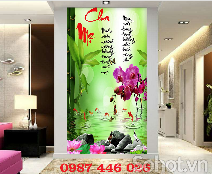 Tranh gạch men hoa sen ốp tường HP8272