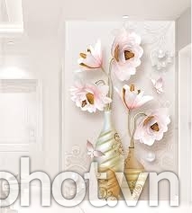 Tranh gạch bình hoa 3d - 123XMN