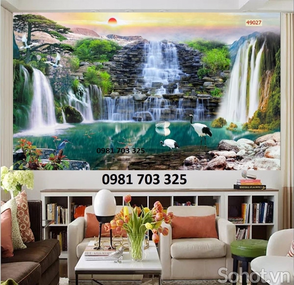 gạch tranh 3D phong cảnh thác nước