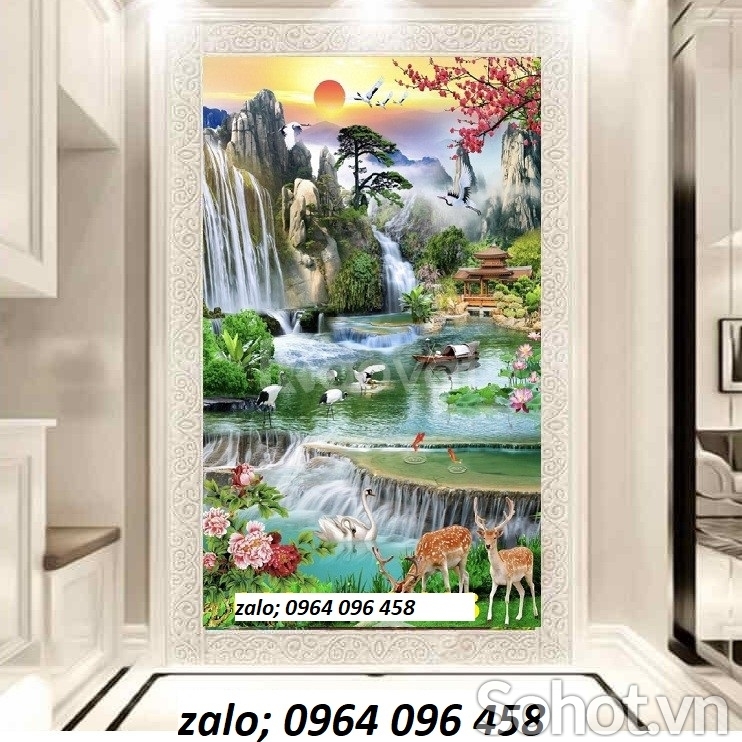 Tranh gạch men 3d ốp tường phong cảnh khổ đứng - CXV54