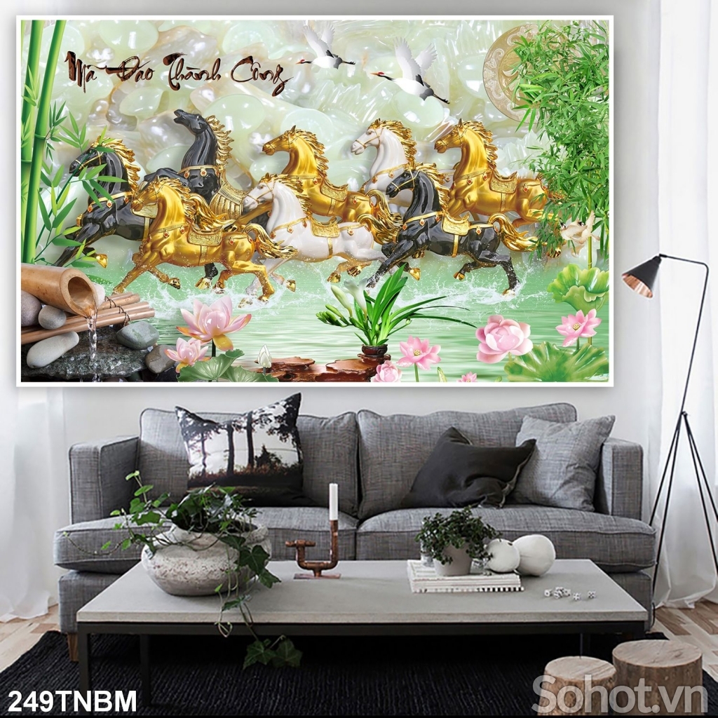 Gạch tranh mã đáo thành công dán tường