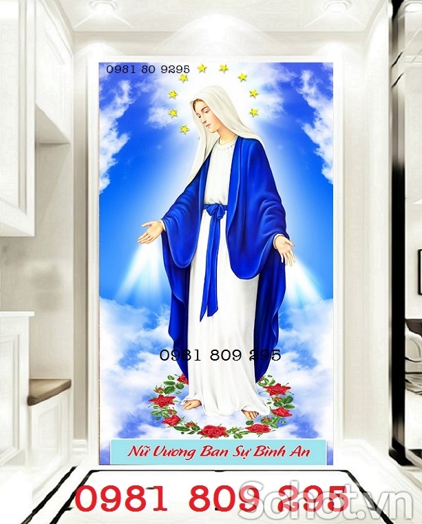 Tranh đức mẹ, gạch tranh ốp tường, tranh 3d
