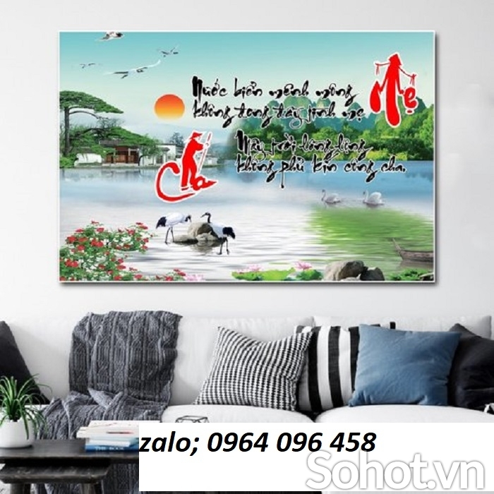 Tranh gạch 3d câu thơ cha mẹ - 42XF