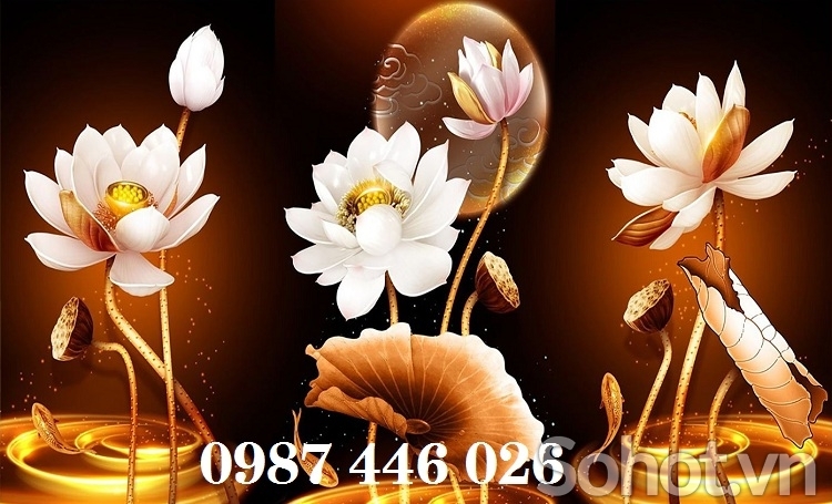 Tranh hoa sen- gạch ốp tường, tranh trang trí đẹp