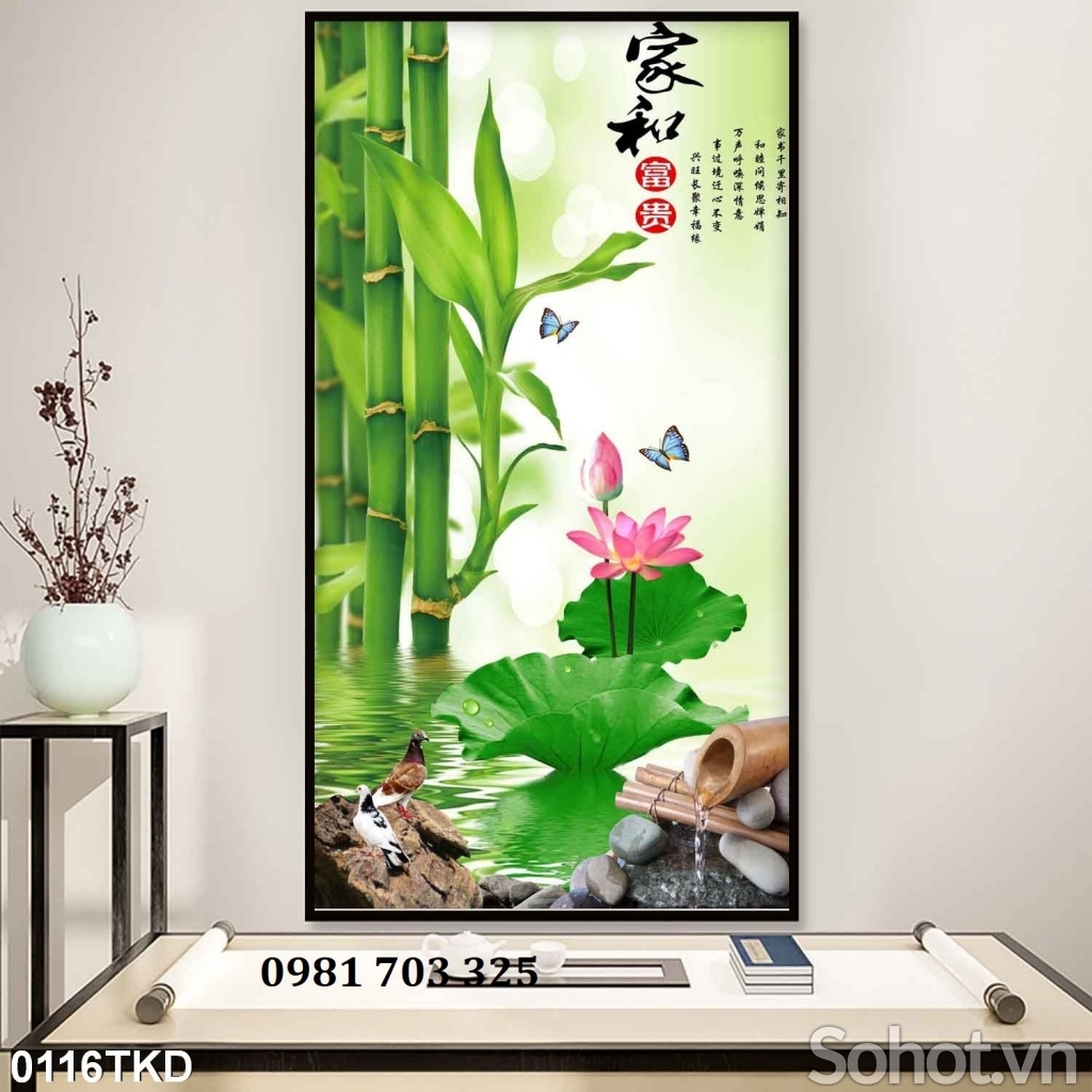 Tranh dán tường 3D, gạch tranh khổ đứng