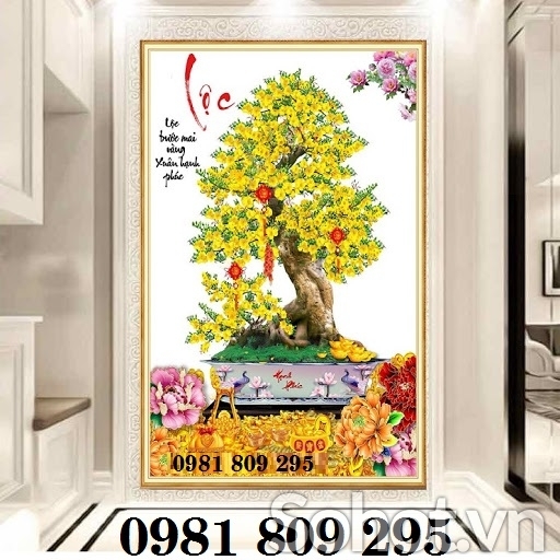 Tranh cây mai vàng - gạch tranh 3d