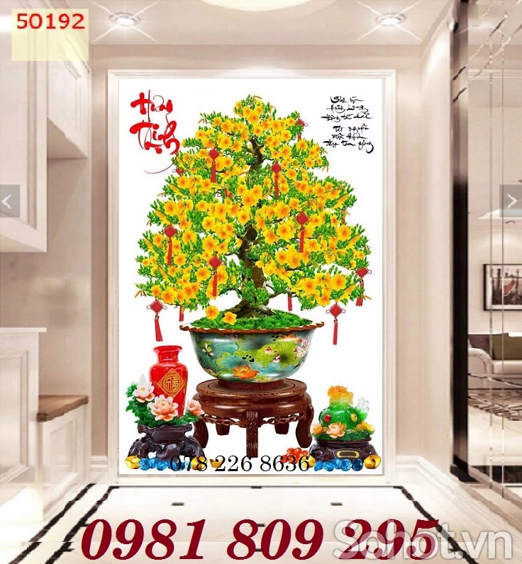 Tranh gạch men hoa mai trang trí