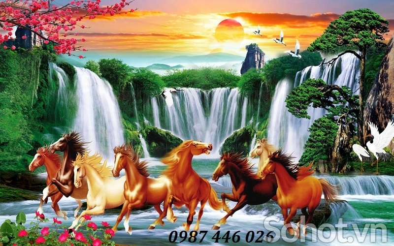 Gạch ốp tường tranh gạch men bát mã HP822