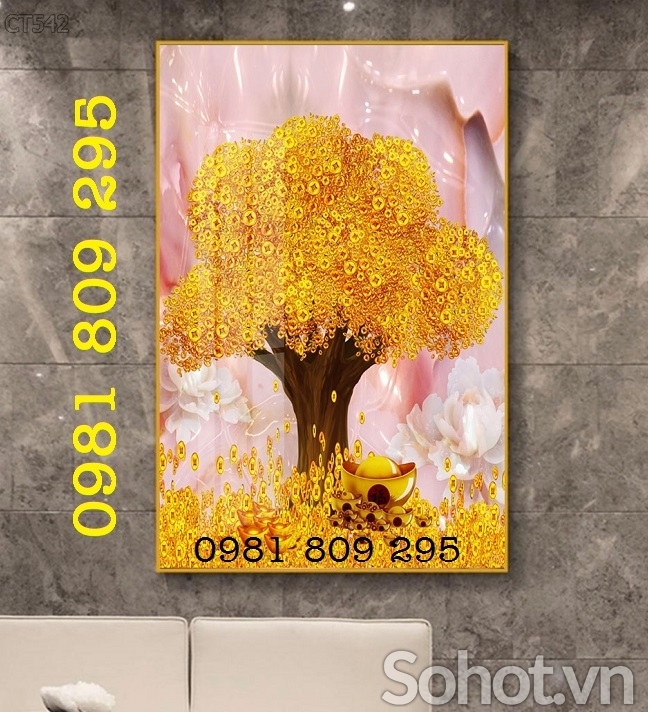 Tranh cây tiền - gạch tranh 3d khổ dọc