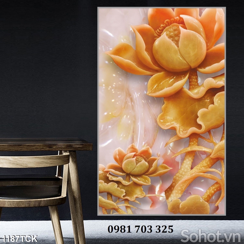 Tranh gạch đẹp 3D hoa sen