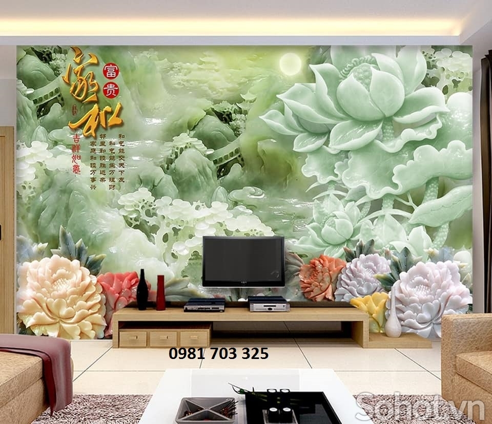 Tranh gạch sứ ngọc 3D - tranh phòng khách