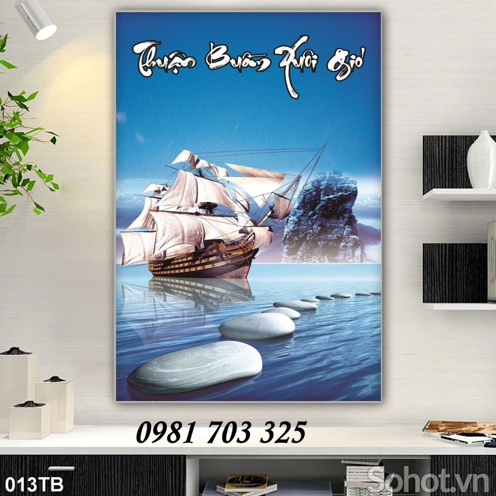 Tranh thuyền buồm phong thủy- gạch tranh 3D