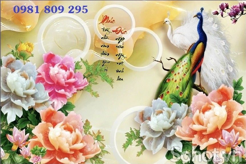 Gạch trang trí 3d con công HP3695